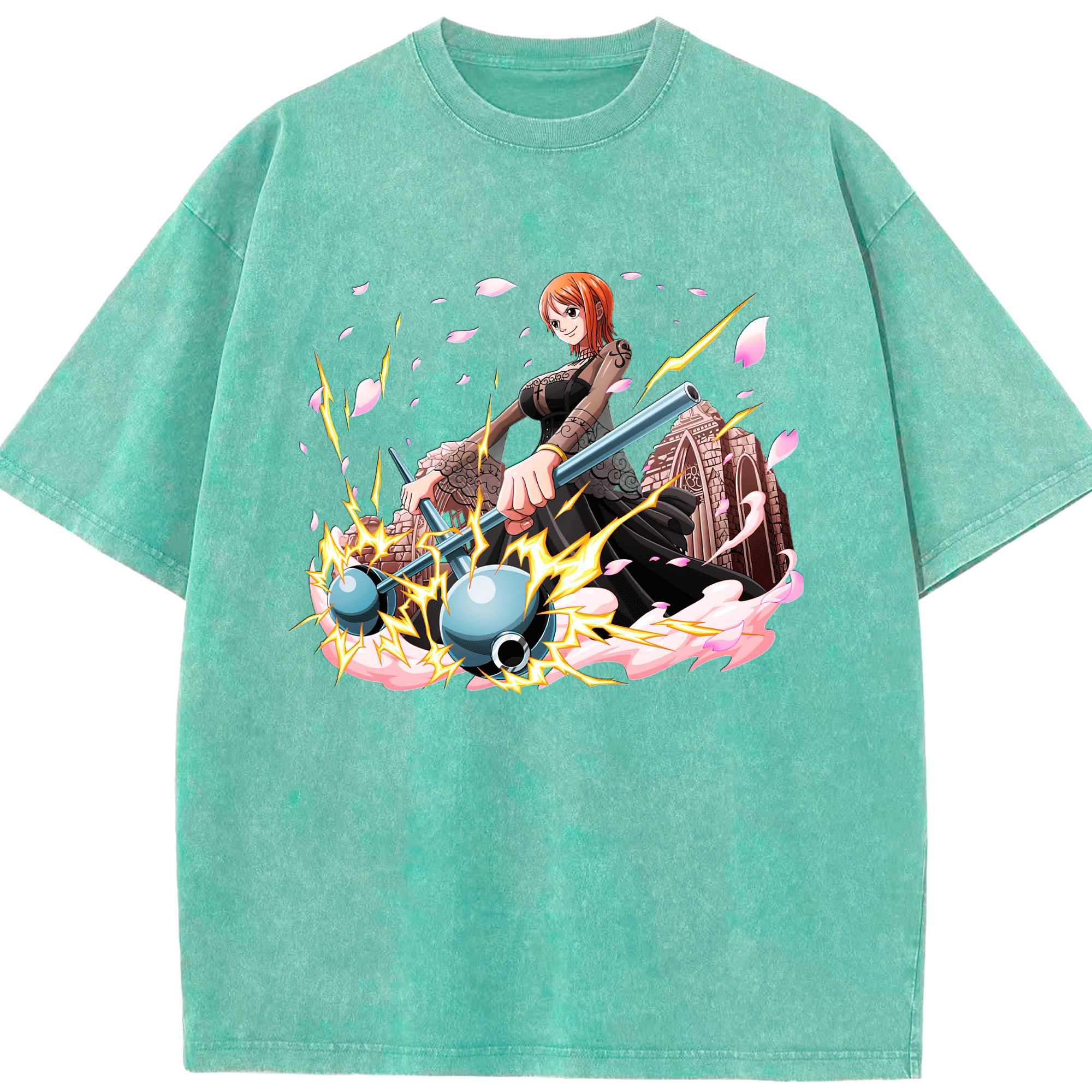ワンピース ナミ ONE PIECE Nami 綿100% ヴィンテージ風 半袖Tシャツ（フロントプリント）